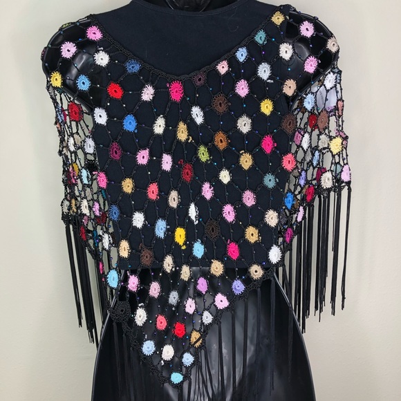 Gorgeous Black/Multi Color Shaw - Picture 3 of 3